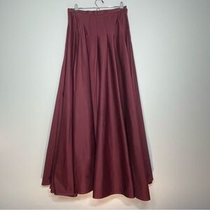 THE J. PETERMAN COMPANY Women's Maxi Cotton Skirt Maroon Burgundy Pleated Size 8